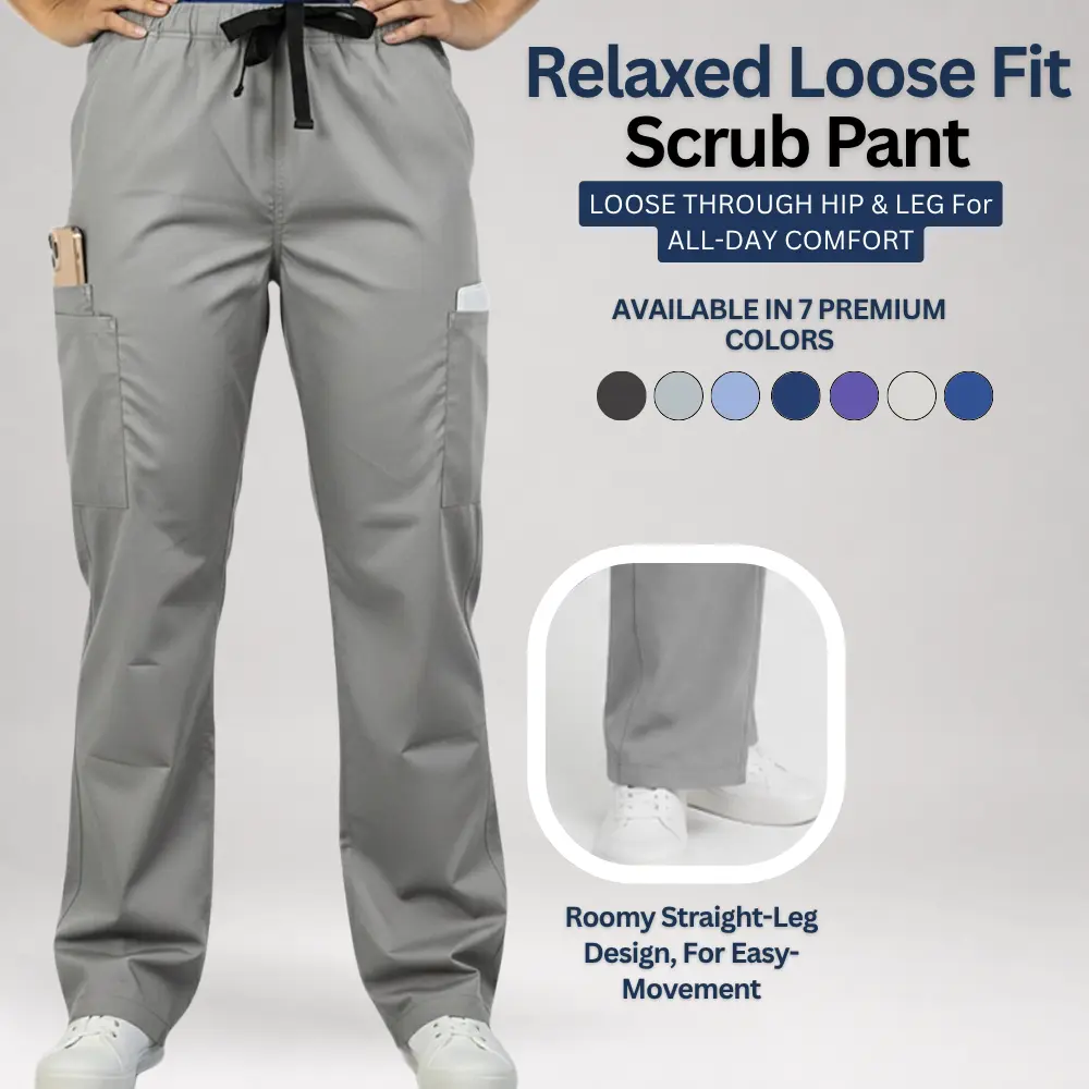 HEEDFIT Unisex Premium Ultra-Soft Tri-Blend Scrub Pants (Style 5500) - Baggy Loose-Fit Bottoms, Front Drawstring Custom Fit, Sturdy Stitching, Pockets, Professional Workwear Uniform, Machine Washable, Easy Care, Clothes