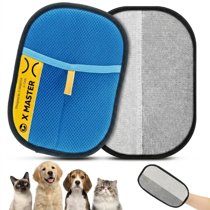 Petshome Pet Hair Electrostatic Removal Mitt Blue Deshedding Grooming Mitt for Dogs & Cats