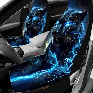 1 Set Black Panther Lightning Energy Cosmic Car Seat Covers, Car Seat Decorative, Universal Fit 2pcs/5pcs High-Back Car Seat Protectors, Dark Fantasy Cyberpunk Style Car Accessories, All-Year Machine Washable Polyester, Christmas Gift for Friends