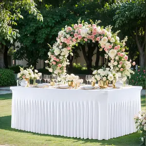 2 Pack Rectangle Spandex Tablecloths (4/6/8ft) – Washable, Stain Wrinkle Resistant Table Covers for Weddings, Parties, and Home