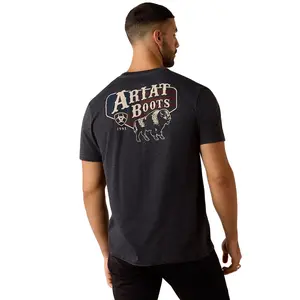 10071195 Ariat Men's American Bison Classic Fit Short Sleeve T-Shirt - Charcoal Heather