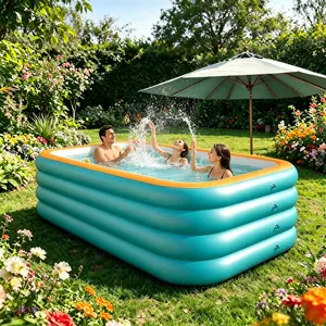 Large Family Multi Purpose Inflatable Pool, Elevated 4 Layer PVC Water Pool, Summer Garden Play Swimming Pool, Portable Easy Storage, Various Sizes Available, Inflatable Pool Lounge