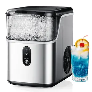 Simzlife 35lbs/24H Nugget Ice Maker Countertop, Portable Ice Maker Machine with Auto-Cleaning, Silver Ice Makers