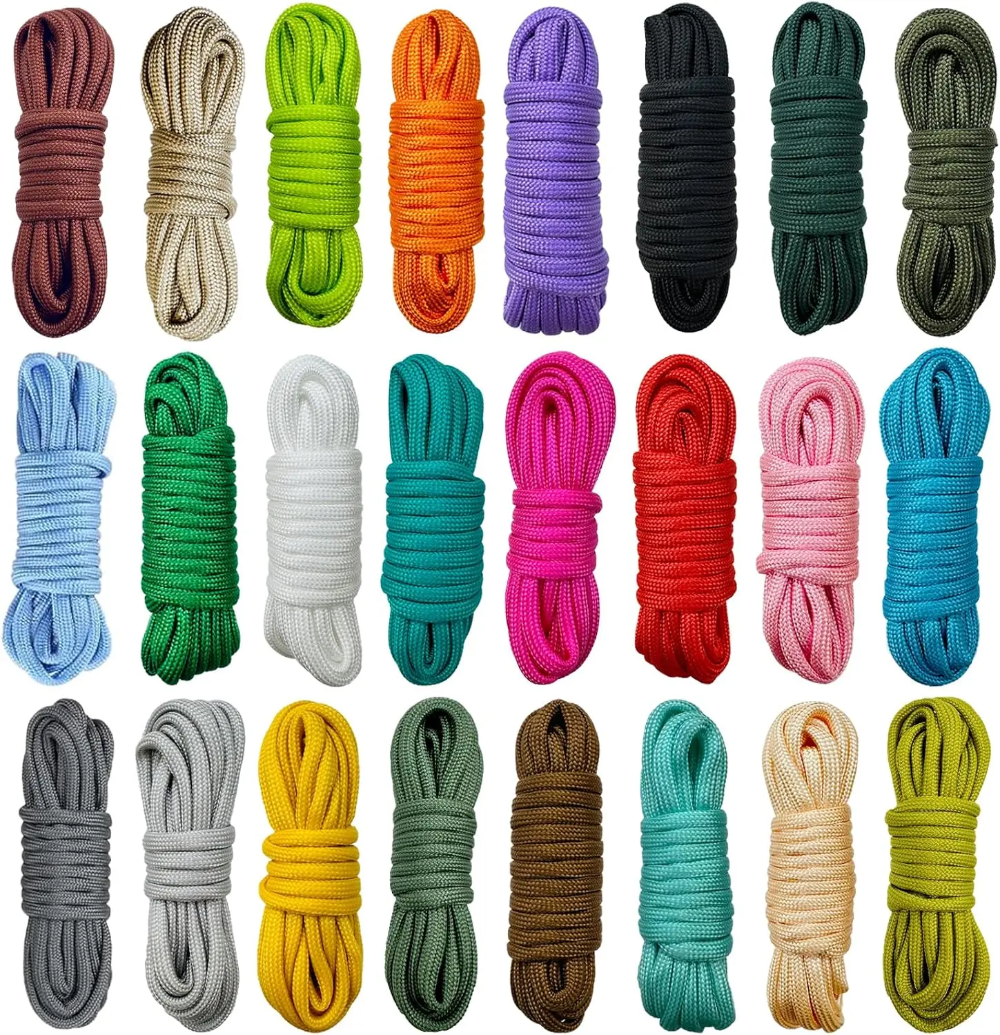 24 Colors Paracord Cord Multifunction 550lb Paracord Crafting Kit for Making Lanyards, Bracelets, Dog Collars and DIY Projects