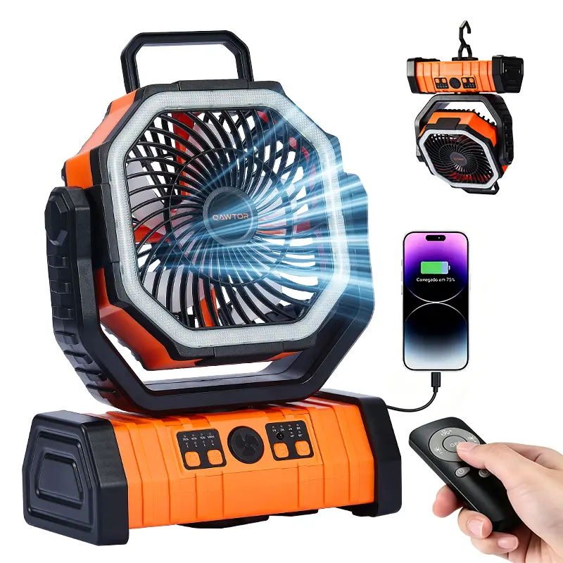 【Summer Vibes】Portable Chargeable Cooling Fan - 20000mAh Cordless Mini Personal Adjustable Fan, 270° Rotation, Emergency Light, Reverse Charging, Remote Control for Camping, Power Outages, Father's Day Gifts, Chargeable Fan