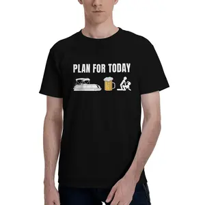 Lake Life Funny Plan For Today T-Shirt Pontoon Boat Beer Lover Casual Top