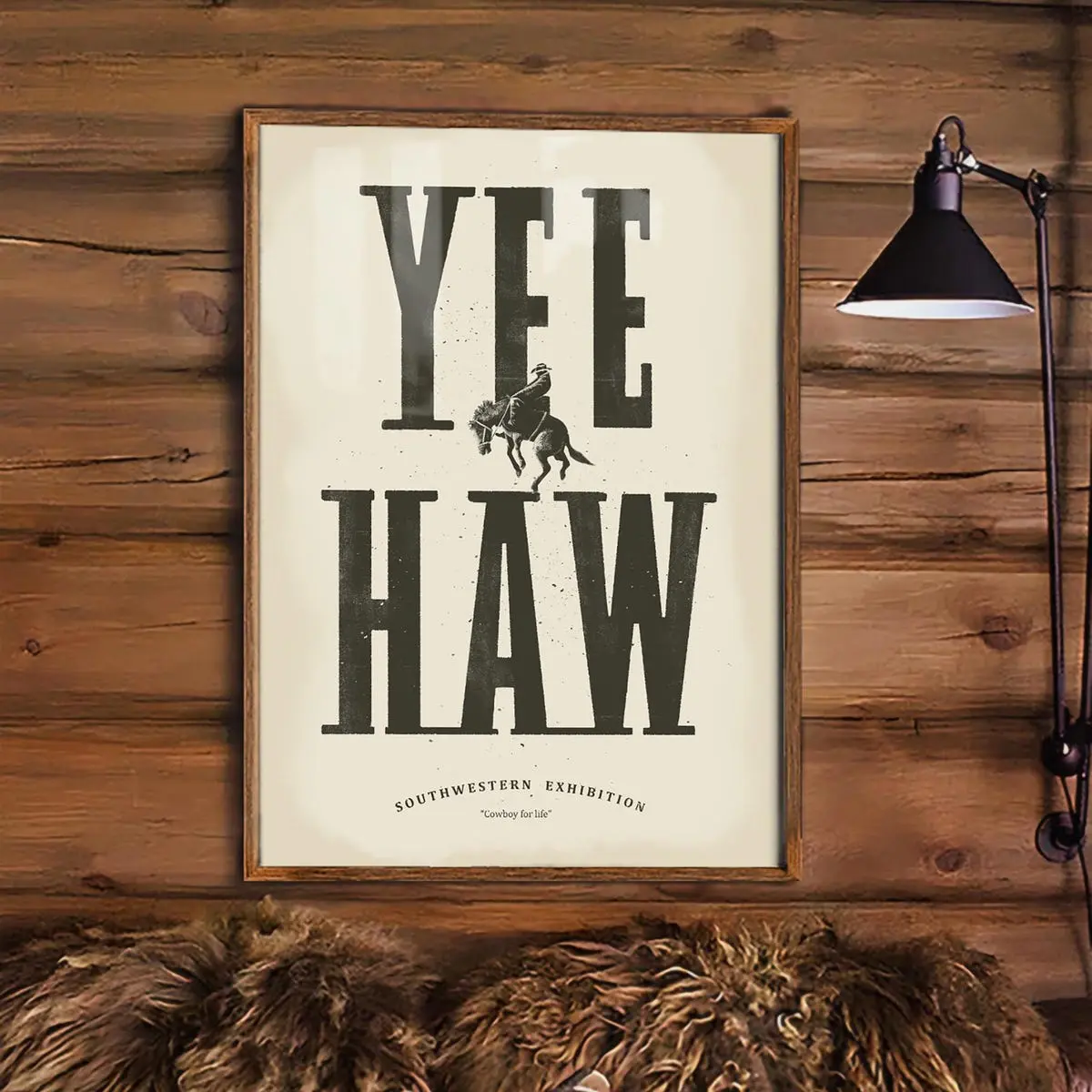 Bucking Bronco Gift, Western Cowboy Wall Art, Eclectic Typography Poster, Unframed Room Decor, Yeehaw Vintage Print, Southwestern Vintage Decor