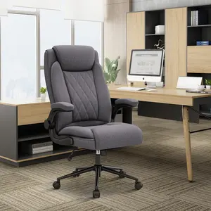 【New Year Gift】ERMNOIS Office Chair, Heavy Duty High Back Breathable Fabric Big and Tall Executive Computer Desk Chair with 120° Tilt Rock, Flip Up Arm, Hold Up to 500lbs for Home and Office