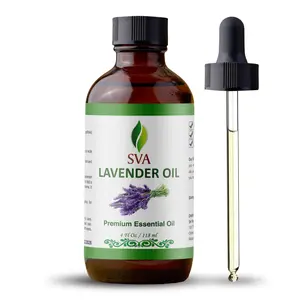 SVA Lavender Essential Oil – 4 Fl Oz – 100% Natural Lavender Oil - for Diffuser, Hair Care, Face, Skin Care, Aromatherapy, Scalp and Body Massage, Soap and Candle Making – with Dropper