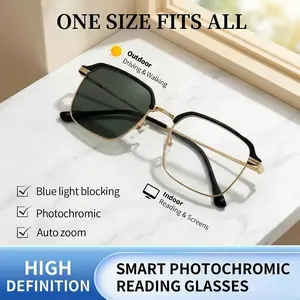 Light-Adaptive Progressive Reading Glasses – Blue Light Blocking, Anti-Glare, Soft Nose Pads for Comfort Photochromic High Definition