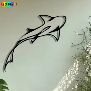 1pc Shark Silhouette Metal Wall Art, Abstract Design, Ocean Predator Statue Mural, Intricate Craftsmanship, Artistic Metalwork, Perfect for Housewarming, Summer Decor, home decor, Gift for Marine Life Enthusiasts