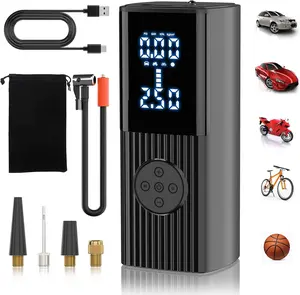 Portable Tire Inflator Smart ON/OFF Hose Design Cordless Digital Air Compressor for Car Motorcycle & Bicycle Tyres with Pressure Gauge