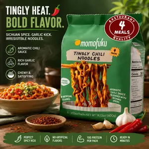 Momofuku Spicy Tingly Chili Ramen Noodles by David Chang, 4-Pack Restaurant-Quality Instant Noodles with More Sauce & 11g Protein
