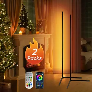 1/2 Pack 55 Inch RGB Corner Floor Lamp, RGBIC Color Changing Corner Light LED Modern RGB Mood Floor Lamp APP, Remote Control, Music Sync, 398+ DIY Modes for Game Room, Bedroom, Living Room, Movie Room