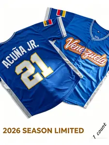 Ronald Acuña Jr. 21 Venezuela Baseball Jersey, Multi-Color, Breathable, Comfortable, Ideal for Sports, Club, School, Training, Daily Use