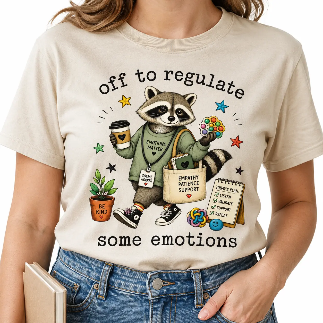 Emotional Regulation Social Worker T-Shirt, Funny Raccoon Support Tee, Case Manager and Counselor Shirt, Human Services Staff Top, Social Work Gift