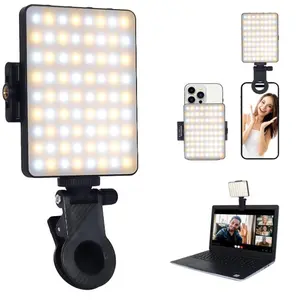 Portable mobile phone selfie light, rechargeable video conference fill light, LED flash, clip-on conference light, suitable for mobile phones, laptops, photography, live streaming, makeup, video calls, Vlogs