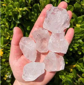 Natural Raw Clear Quartz Rutilated Quartz Chunks Rough Rocks Healing Chakra Crystal Mineral Specimens DIY Crystal Stone(3 Pieces)
