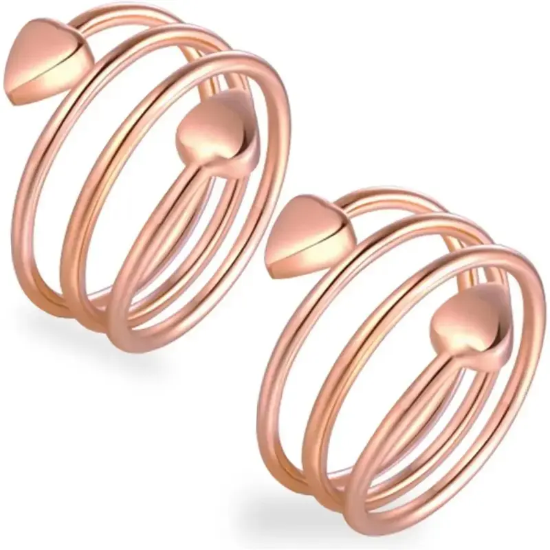 Women's Adjustable Open 2pcs Pack Flexible Copper Rings - 4 Powerful Metal Magnetic Rings, Hypoallergenic Therapy Jewelry, 2.64in Length, 3G, Commute Wear, 30-Day Money-Back Guarantee