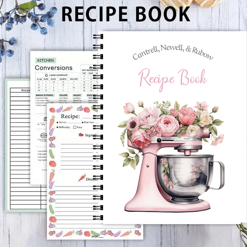 10PC Vintage Pastel Mixer Recipe Notebook - Durable Paper Kitchenware-Themed Cookbook for Home Chefs, Ideal Birthday/Christmas/Back-to-School Gift
