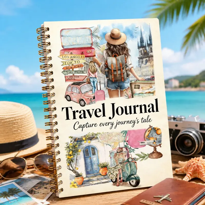 Travel Journal Planner Capture Journey for Women, A5 Spiral Notebook with Trip Planning, Budget Tracking & Memory Pages for Travel Lovers, Los Angeles Tokyo Paris