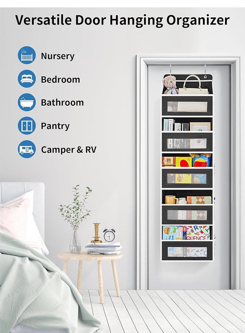 2026 New Over-The-Door Hanging Storage Box 5-Tier Organizer – 20KG Heavy Duty, 5 Large Pockets & Clear Mesh Rack, Anti-Tip Compact Space-Saving Shelf for Bedroom Bathroom Kitchen Pantry Home Organization
