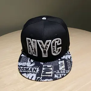 New cross-border trendy street hip-hop hat with letter print, flat brim, unisex, adjustable - NYC model