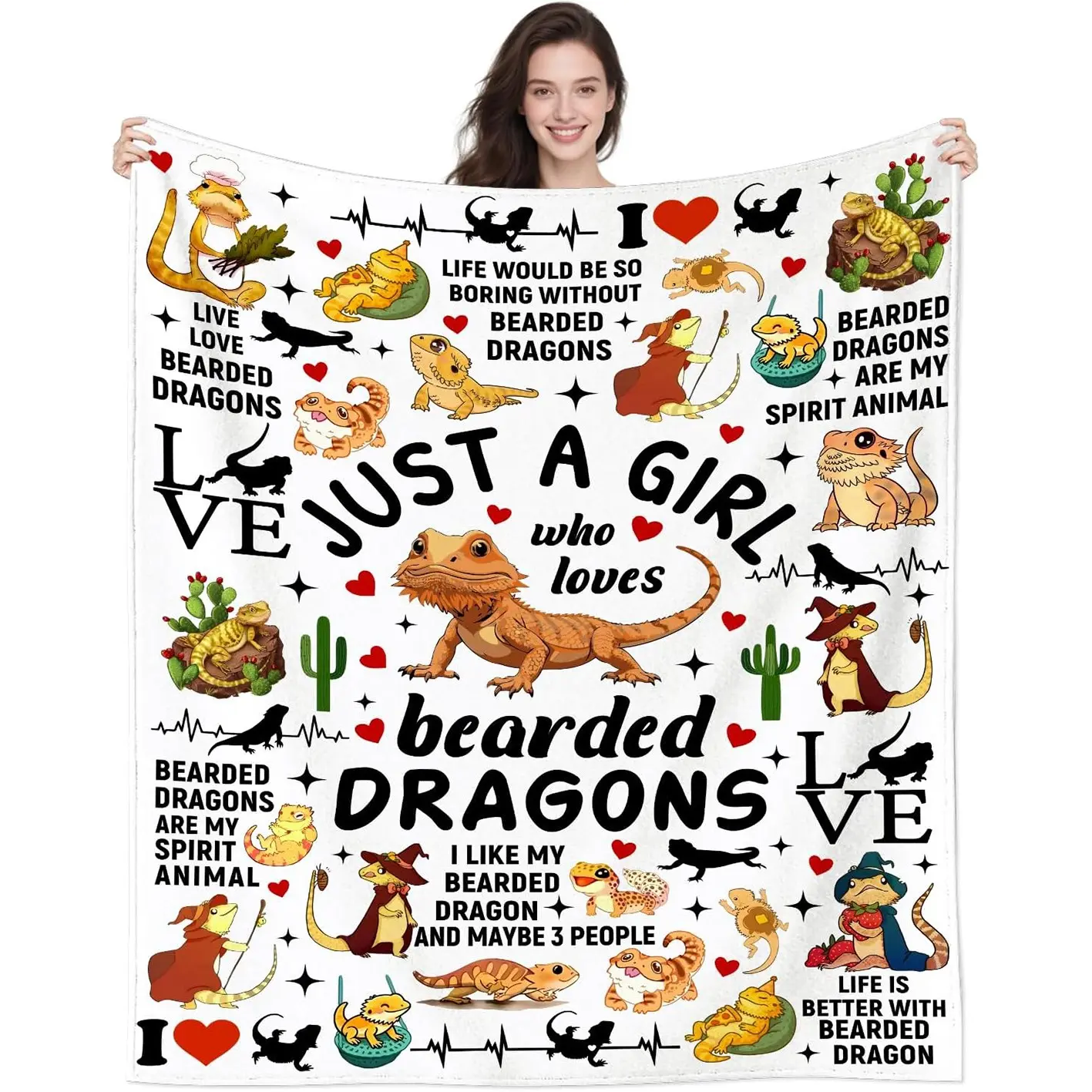 1pc Bearded dragon lizard pattern blanket, Animal Blankets, a gift for reptile lovers, suitable for women, men, and adults. A soft flannel blanket, perfect for sofas and beds. Soft Throw Blanket