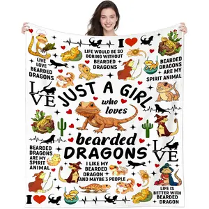 1pc Bearded dragon lizard pattern blanket, Animal Blankets, a gift for reptile lovers, suitable for women, men, and adults. A soft flannel blanket, perfect for sofas and beds. Soft Throw Blanket