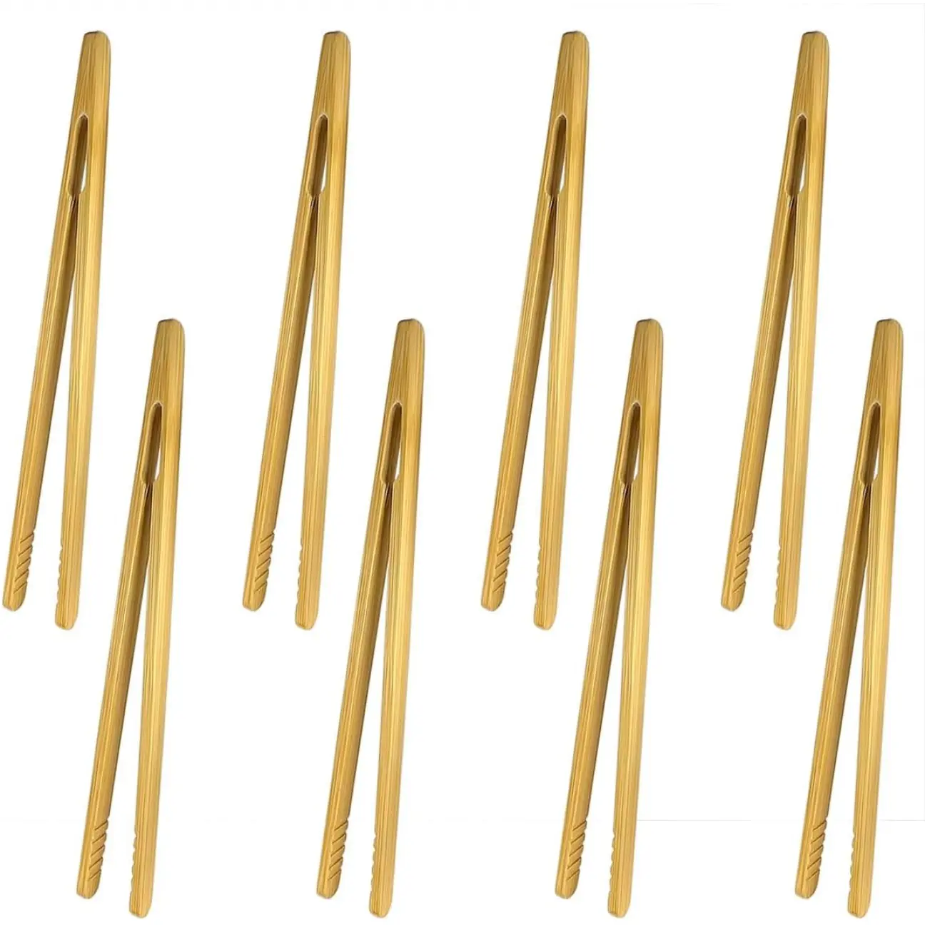 8 Pcs Bamboo Tongs for Toaster, Wooden Toaster Tongs, 7 Inches Mini Wood Cooking Tongs, Reusable Bamboo Toast Tongs, Anti-slip Bamboo Serving Tongs for Salad Toast Bread Fruits Pickles BBQ Utensils