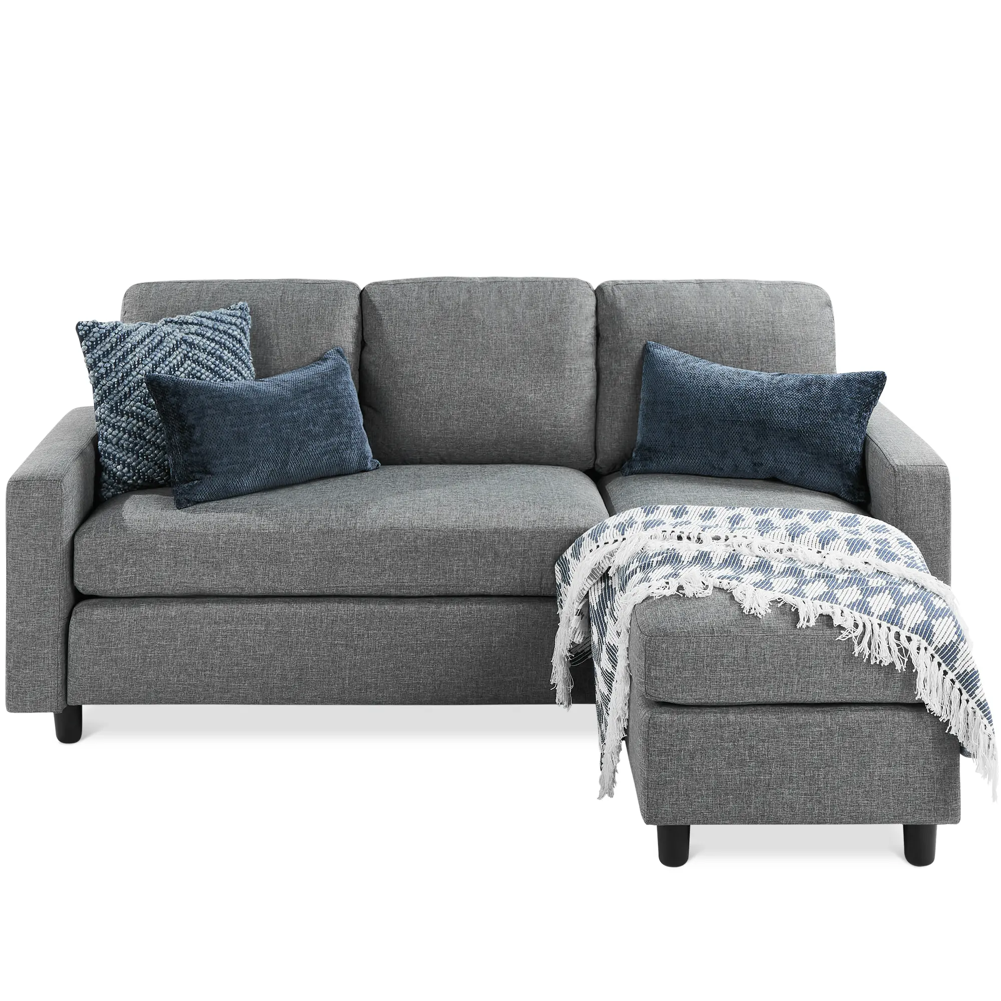 Best Choice Products Linen Sectional Sofa Couch w/ Chaise Lounge, Reversible Ottoman Bench Best Choice Products Linen Sectional Sofa Couch w/ Chaise Lounge, Reversible Ottoman Bench