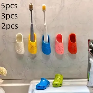 No Drill Self Adhesive Toothbrush Holder Set, Toothbrush Storage, Universal Bathroom Organizer for Adults & Kids, 2/3/5 Pack, Easy Installation, Bathroom Accessory, Toothbrush Holders for Bathrooms