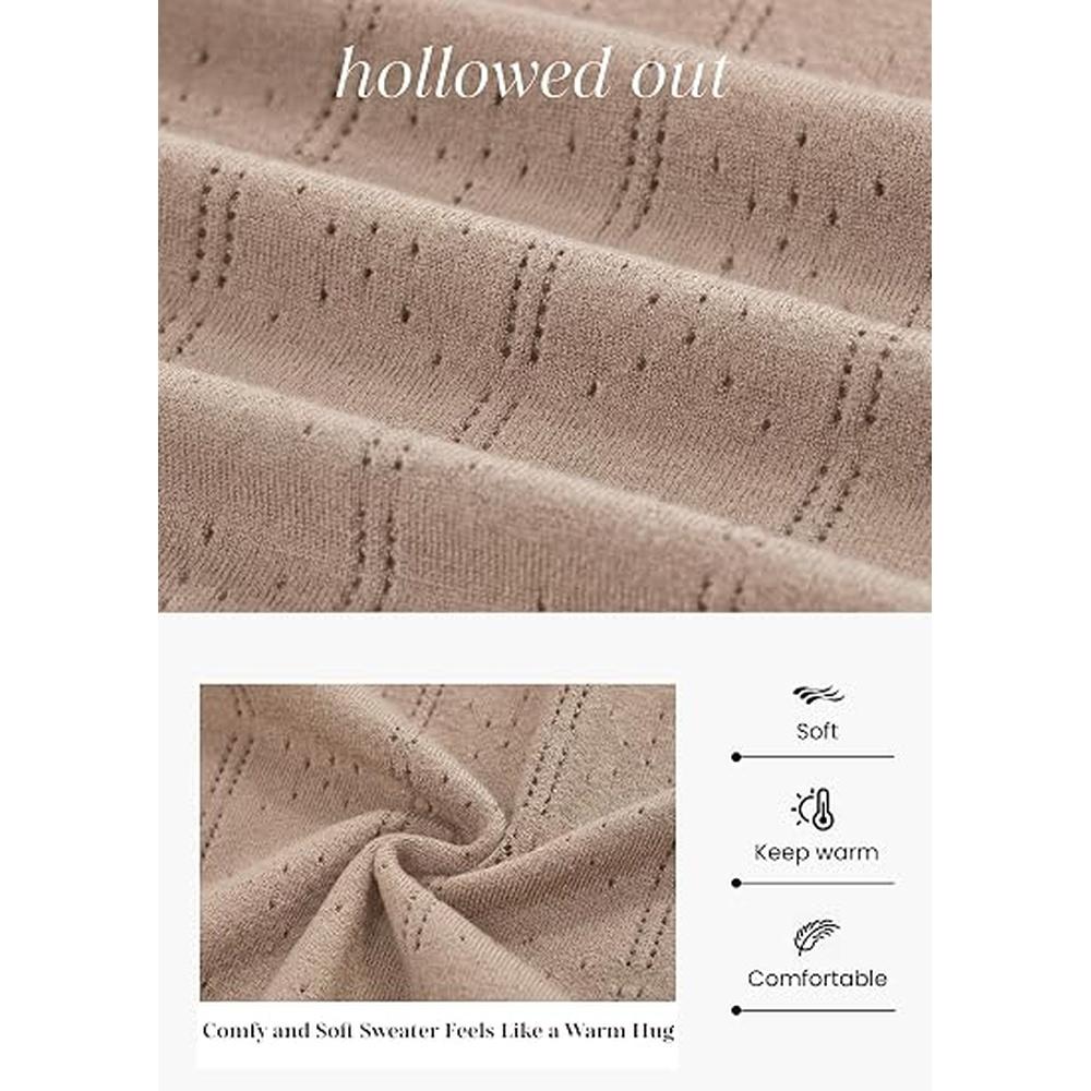 PRETTYGARDEN Women Fall Fashion Hollow Out Holiday Sweaters | Stretchy Cozy Knit, Puff Long Sleeve Pullover Tops, Crewneck Loose Fit, Dressy Casual Blouse, Trendy Winter Going Out Outfits#SohoChic