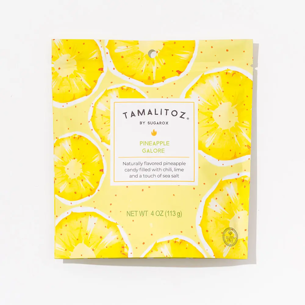 TAMALITOZ Pineapple Galore Tamalitoz - Handcrafted Mexican Candy with Sweet Juicy Pineapple Chili Lime & Sea Salt Flavor Fiesta 4 OZ