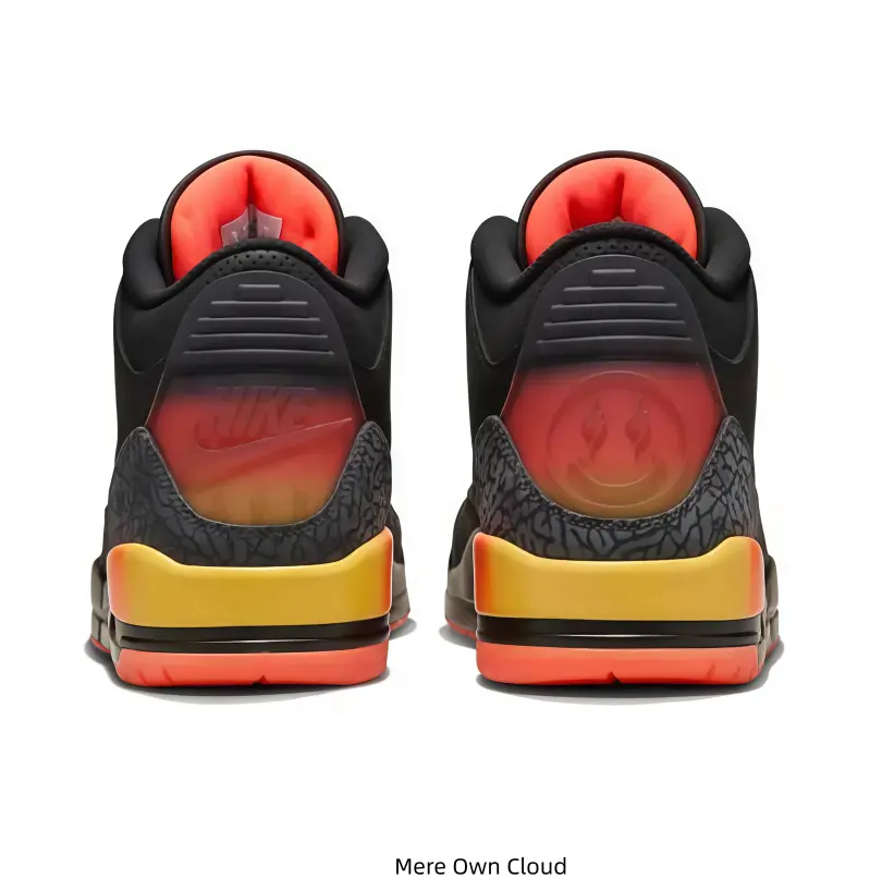 Black Retro Mid-Top Sneakers with Sunset Gradient Accents – Bold Streetwear Style for Men & Women