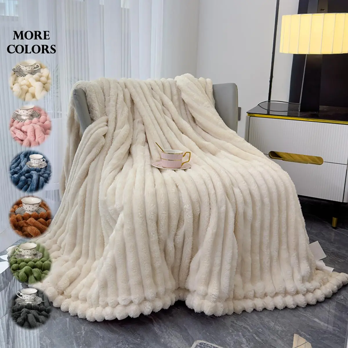 Solid Color Thick & Warm Fluffy Blanket, 1 Count Soft Comfortable Throw Blanket, Decorative Bedding Supplies for Home Living Room Bedroom Dormitory,Christmas Gifts For GF