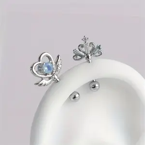 Stainless Steel Love Wings Fairy Stick Ear Stud For Women - Durable Body Piercing Ol And Accessory.