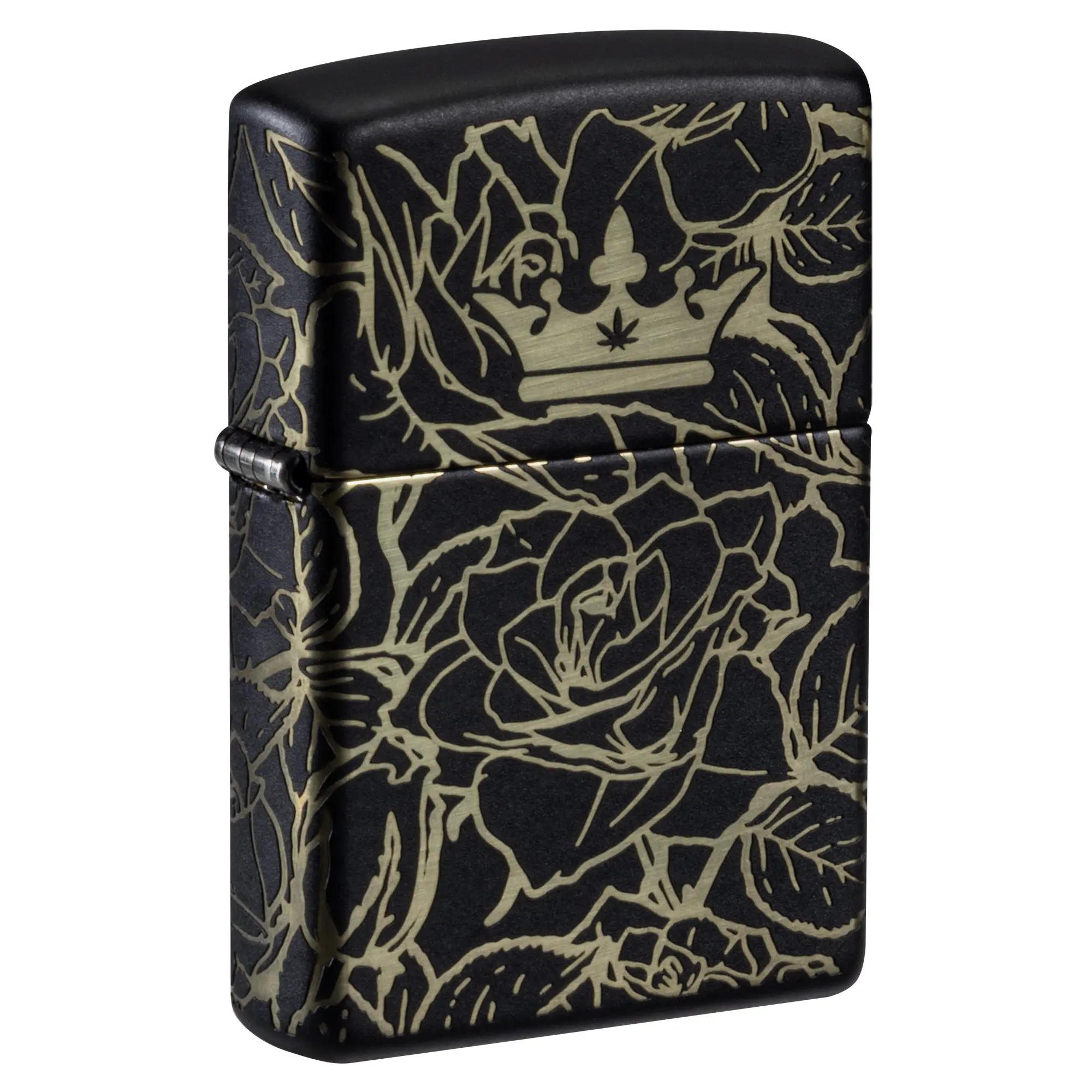 Zippo Queen of Bud 360° Roses Design Black Matte Pocket Lighter - Made in USA