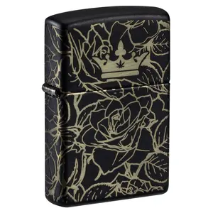 Zippo Queen of Bud 360° Roses Design Black Matte Pocket Lighter - Made in USA