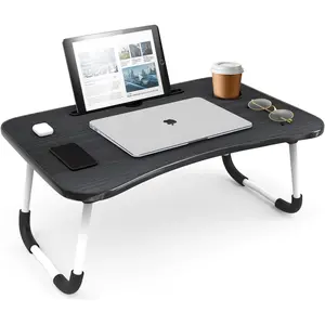 Large Laptop Bed Tray Table with Foldable Legs, Adjustable Portable Lap Desk, 22" x 14.5" Reading & Work Table for Sofa, Couch, Bed and Floor