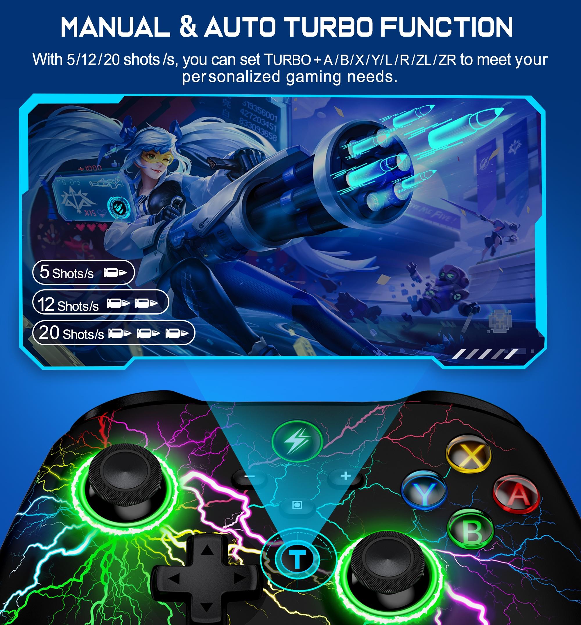 Switch Controller Wired PC Game, Wireless Connection for iOS/Android Remote with Light/Programmable for Switch Accessories, NOT for Xbox, PS5 Console