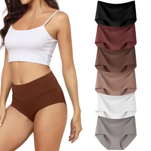 LEVAO Women's High Waist Seamless Underwear No Show Breathable Panties Full Coverage Invisible Brief, Comfortable Daily Panties 6/12 Pack S-XXL