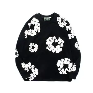 Hoodie Cross border European and American Hot selling Cotton Foam Printed Tears Hoodie Men's and Women's Hoodies