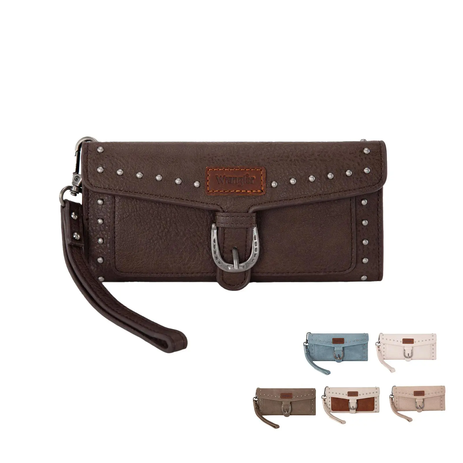 Wrangler Western Tri-fold RFID Wallet/Wristlet With Detachable Credit Card Holder