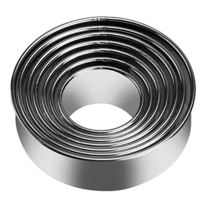 7 Pieces Stainless Steel Cookie Cutter Set Biscuit Plain Edge Round Cutters Sizes Shape Molds Ranging from 2-4.3 Inches