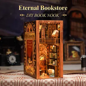 CUTEBEE Eternal Bookstore Black Friday DIY Book Nook Kit - Miniature Dollhouse with LED Light, Classic Design, Perfect for Adults & Teens, Ideal Gift for Family & Friends