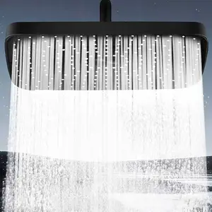 13.5 Inch High Pressure Large Flow Shower Head, Wall Mounted, Durable Plastic, Stylish Rectangular Design