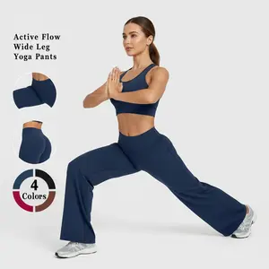 High Waist Wide Leg Yoga Pants Butt Lifting Shaping Design Comfortable Sandwich Waistband for Workout & Daily Use