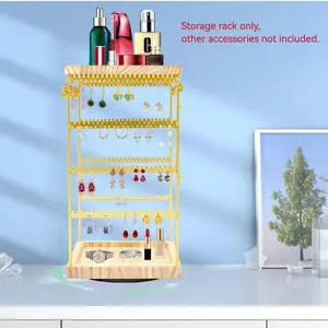 Wooden Jewelry Display Stand, 1 Count 360 Degree Rotatable Jewelry Storage Rack, Jewelry Organizer, Home Organizer for Jewelry, Earrings, Watch