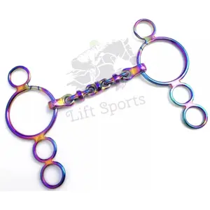 Rainbow Multi Color Waterford Mouth 3 Ring Dutch Gag Horse Bit Snaffle Stainless